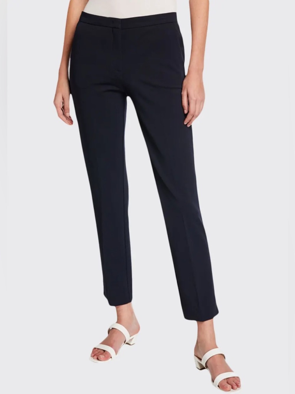 Derek Lam Navy Drake Slim-Leg Cropped Pants N267-18